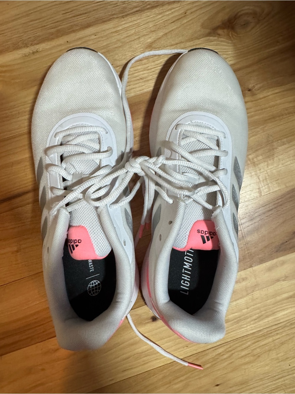 adidas Women’s White Sneakers with Pink Accents